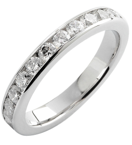 Alliance or gris 750/1000 Prestige Tour Complet Serti Rail Mince et diamants 1,00 carat by Stauffer