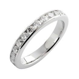 Alliance or gris 750/1000 Prestige Tour Complet Serti Rail Mince et diamants 1,00 carat by Stauffer