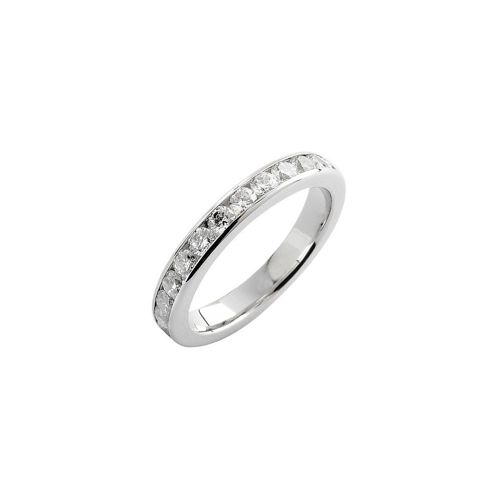 Alliance or gris 750/1000 Prestige Tour Complet Serti Rail Mince et diamants 1,00 carat by Stauffer