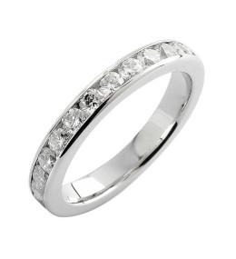 Alliance or gris 750/1000 Prestige Tour Complet Serti Rail Mince et diamants 1,00 carat by Stauffer