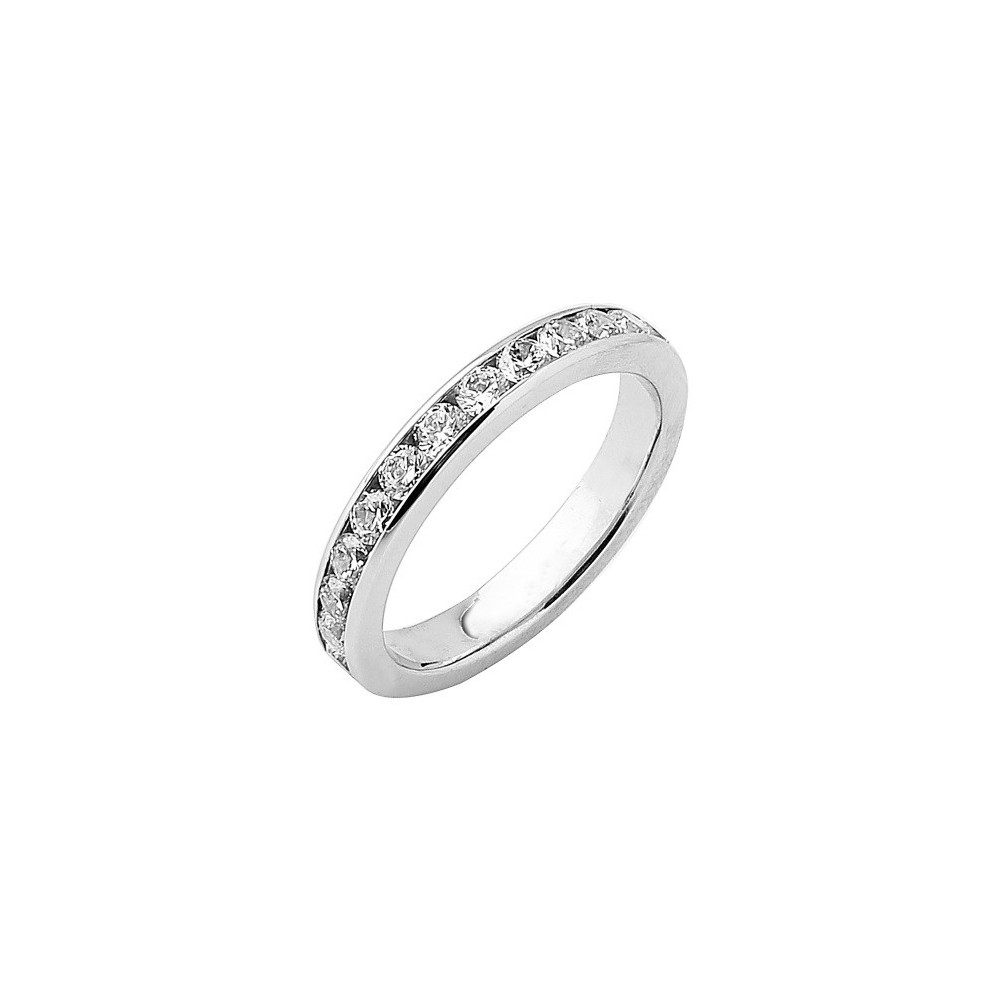 Alliance or gris 750/1000 Prestige Tour Complet Serti Rail Mince et diamants 1,50 carat by Stauffer