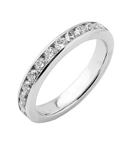 Alliance or gris 750/1000 Prestige Tour Complet Serti Rail Mince et diamants 1,50 carat by Stauffer