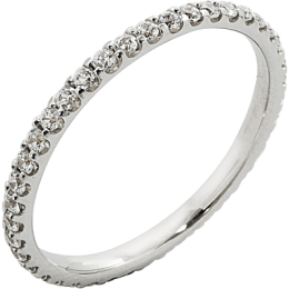 Alliance or gris 750/1000 Prestige Tour Complet Serti Griffes et diamants 0,50 carat by Stauffer