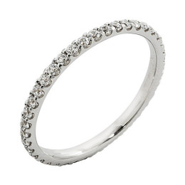 Alliance or gris 750/1000 Prestige Tour Complet Serti Griffes et diamants 0,50 carat by Stauffer
