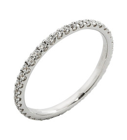 Alliance or gris 750/1000 Prestige Tour Complet Serti Griffes et diamants 0,50 carat by Stauffer