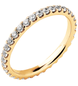 Alliance or gris 750/1000 Prestige Tour Complet Serti Griffes et diamants 0,75 carat by Stauffer