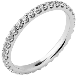 Alliance or gris 750/1000 Prestige Tour Complet Serti Griffes et diamants 0,75 carat by Stauffer