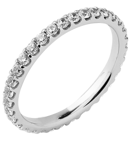 Alliance or gris 750/1000 Prestige Tour Complet Serti Griffes et diamants 0,75 carat by Stauffer