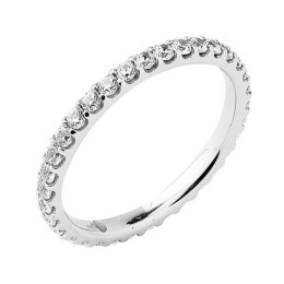 Alliance or gris 750/1000 Prestige Tour Complet Serti Griffes et diamants 0,75 carat by Stauffer
