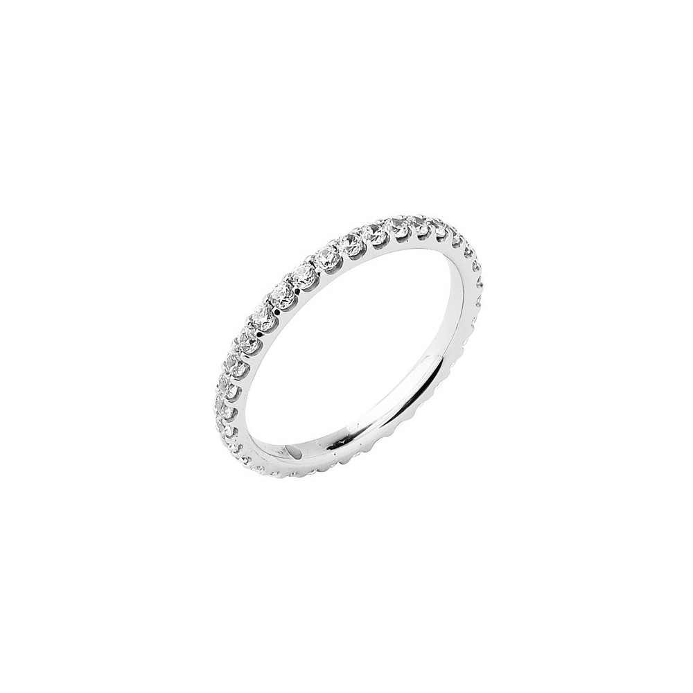 Alliance or gris 750/1000 Prestige Tour Complet Serti Griffes et diamants 0,75 carat by Stauffer