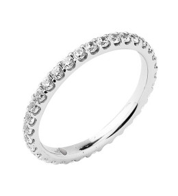 Alliance or gris 750/1000 Prestige Tour Complet Serti Griffes et diamants 0,75 carat by Stauffer
