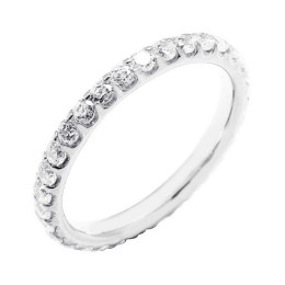 Alliance or gris 750/1000 Prestige Tour Complet Serti Griffes et diamants 1,00 carat by Stauffer