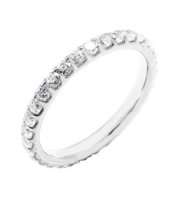 Alliance or gris 750/1000 Prestige Tour Complet Serti Griffes et diamants 1,00 carat by Stauffer