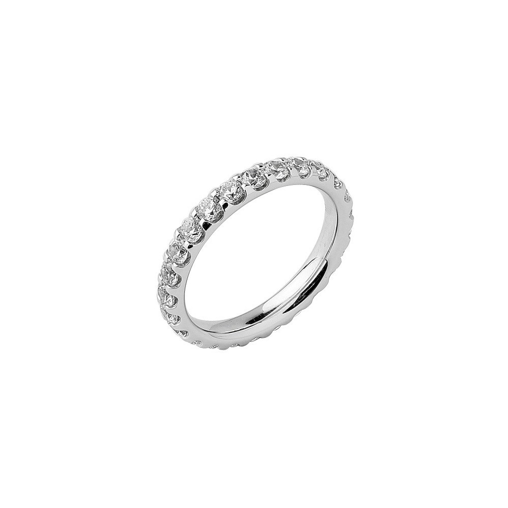 Alliance or gris 750/1000 Prestige Tour Complet Serti Griffes et diamants 1,50 carat by Stauffer