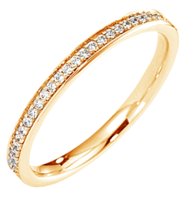 Alliance or gris 750/1000 Prestige Tour Complet Serti Rail Grains et diamants 0,25 carat by Stauffer