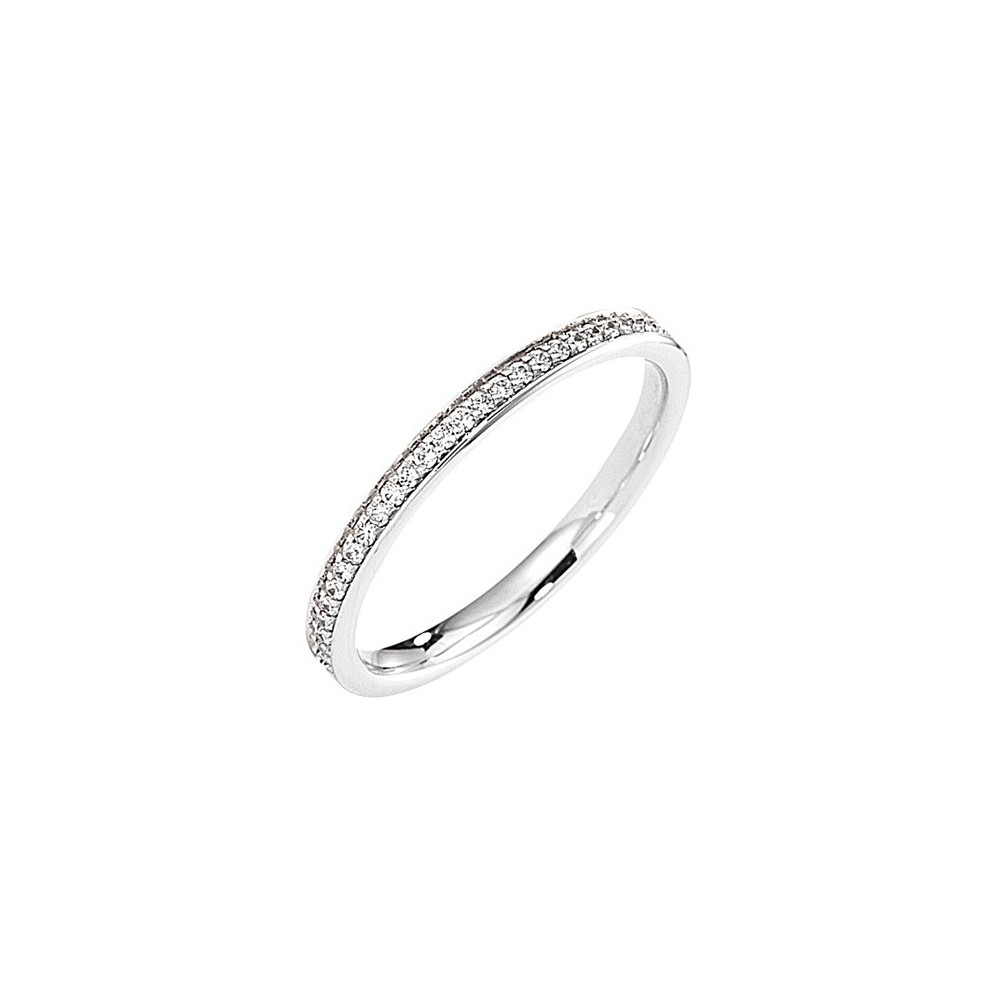 Alliance or gris 750/1000 Prestige Tour Complet Serti Rail Grains et diamants 0,25 carat by Stauffer
