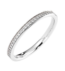Alliance or gris 750/1000 Prestige Tour Complet Serti Rail Grains et diamants 0,25 carat by Stauffer