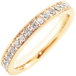 Alliance or gris 750/1000 Prestige Tour Complet Serti Rail Grains et diamants 0,75 carat by Stauffer