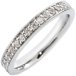Alliance or gris 750/1000 Prestige Tour Complet Serti Rail Grains et diamants 0,75 carat by Stauffer