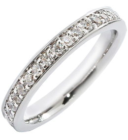 Alliance or gris 750/1000 Prestige Tour Complet Serti Rail Grains et diamants 0,75 carat by Stauffer
