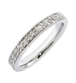 Alliance or gris 750/1000 Prestige Tour Complet Serti Rail Grains et diamants 0,75 carat by Stauffer