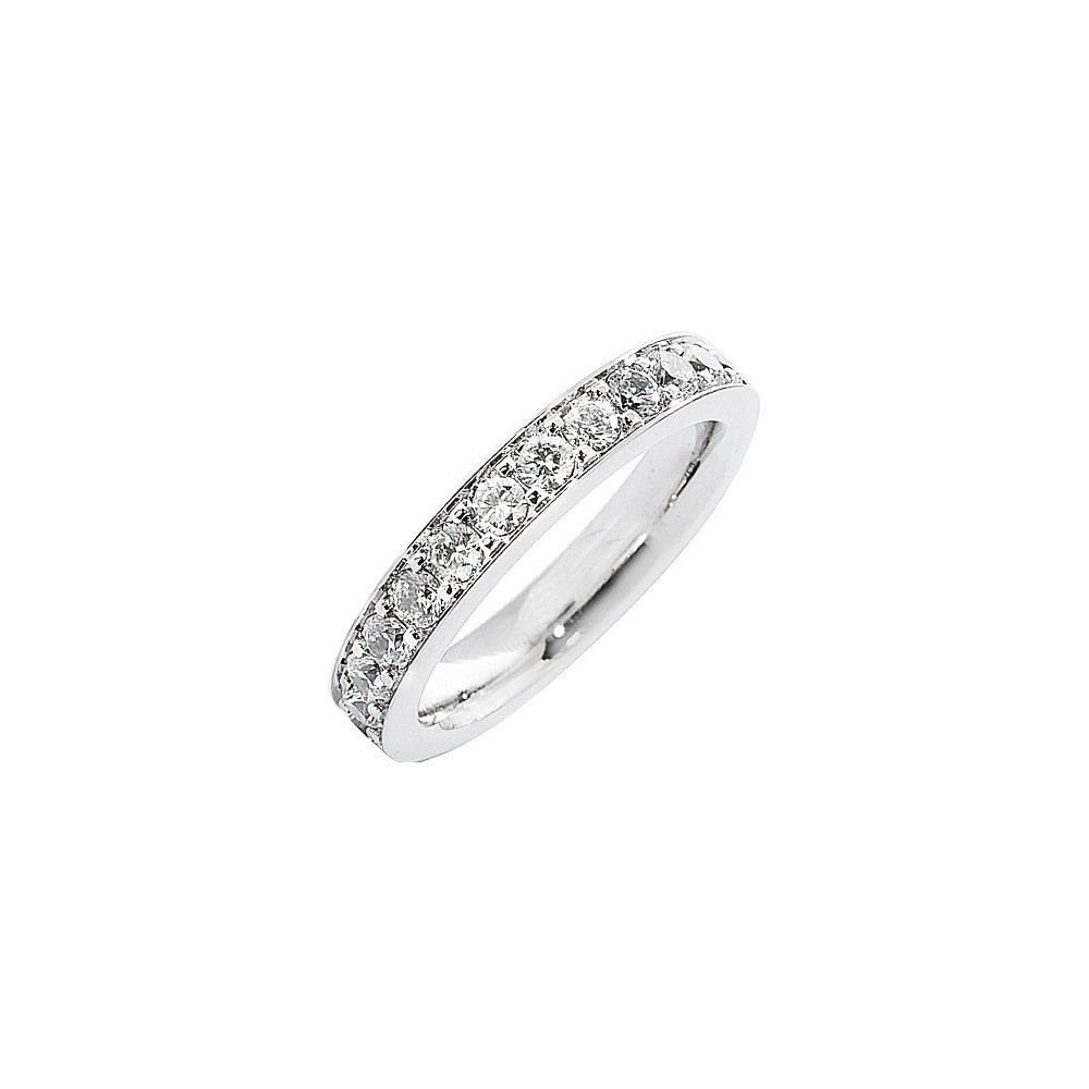 Alliance or gris 750/1000 Prestige Tour Complet Serti Rail Grains et diamants 1,50 carat by Stauffer