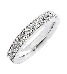 Alliance or gris 750/1000 Prestige Tour Complet Serti Rail Grains et diamants 1,50 carat by Stauffer