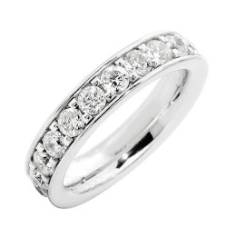 Alliance or gris 750/1000 Prestige Tour Complet Serti Rail Grains et diamants 2,00 carats by Stauffer