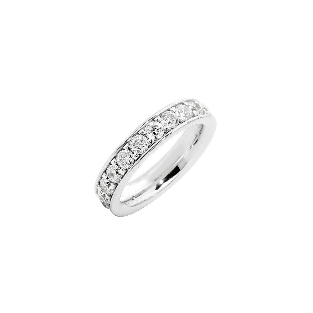 Alliance or gris 750/1000 Prestige Tour Complet Serti Rail Grains et diamants 2,00 carats by Stauffer