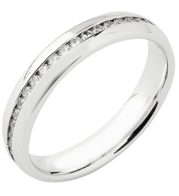 Alliance or gris 750/1000 Prestige Tour Complet Serti Rail Bombé et diamants 0,50 carat by Stauffer