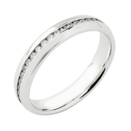 Alliance or gris 750/1000 Prestige Tour Complet Serti Rail Bombé et diamants 0,50 carat by Stauffer