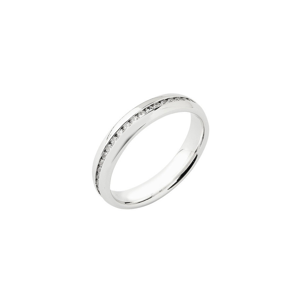 Alliance or gris 750/1000 Prestige Tour Complet Serti Rail Bombé et diamants 0,50 carat by Stauffer