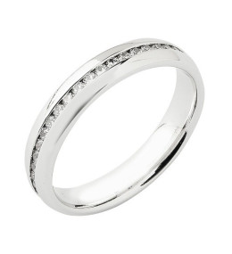 Alliance or gris 750/1000 Prestige Tour Complet Serti Rail Bombé et diamants 0,50 carat by Stauffer