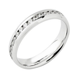 Alliance or gris 750/1000 Prestige Tour Complet Serti Rail Bombé et diamants 0,75 carat by Stauffer