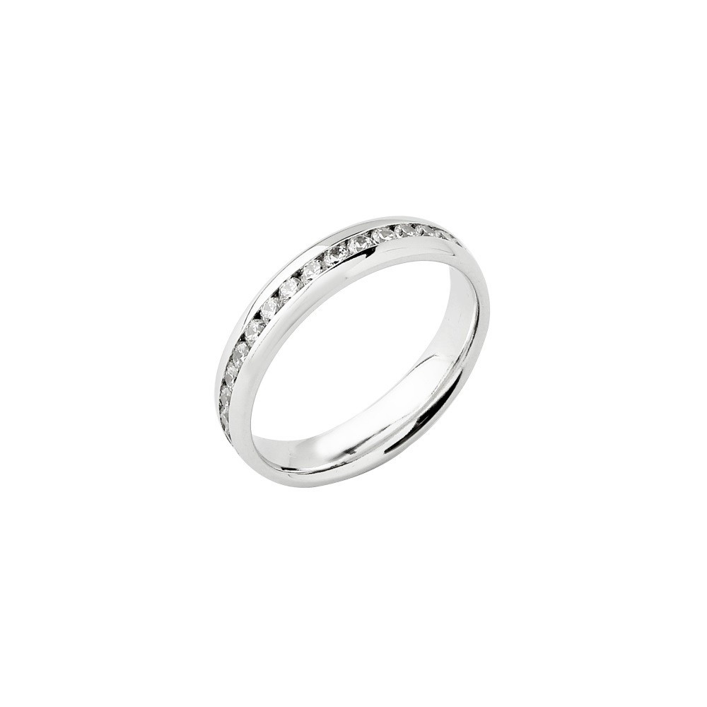 Alliance or gris 750/1000 Prestige Tour Complet Serti Rail Bombé et diamants 0,75 carat by Stauffer