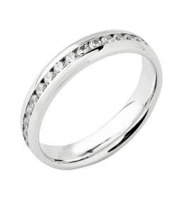 Alliance or gris 750/1000 Prestige Tour Complet Serti Rail Bombé et diamants 0,75 carat by Stauffer