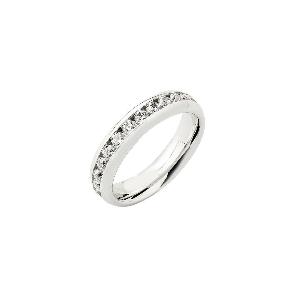 Alliance or gris 750/1000 Prestige Tour Complet Serti Rail Bombé et diamants 1,00 carat by Stauffer