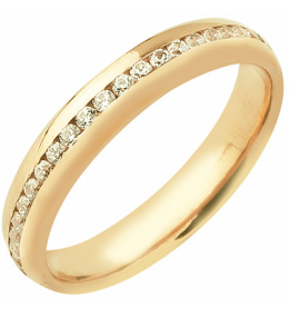 Alliance or gris 750/1000 Prestige Tour Complet Serti Rail Bombé et diamants 1,00 carat by Stauffer
