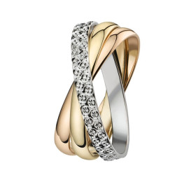 Alliance 3 ors 750/1000 entrelacée dont l'anneau or gris illusion, largeur 3,00 mm by Stauffer
