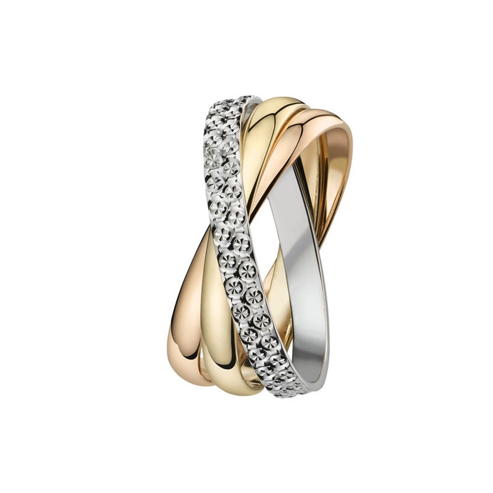 Alliance 3 ors 750/1000 entrelacée dont l'anneau or gris illusion, largeur 3,00 mm by Stauffer