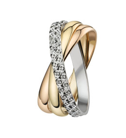 Alliance 3 ors 750/1000 entrelacée dont l'anneau or gris illusion, largeur 3,00 mm by Stauffer
