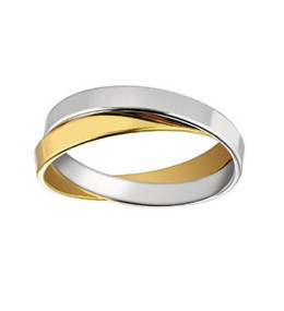 Alliance or gris et or jaune 750/1000 entrelacée 2 anneaux, largeur 3,00 mm by Stauffer