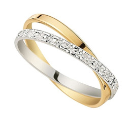 Alliance or gris et or jaune 750/1000 entrelacée dont l'anneau or gris illusion, largeur 2,00 mm by Stauffer