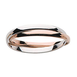 Alliance or gris et or rose 750/1000 entrelacée 2 anneaux, largeur 2,00 mm by Stauffer