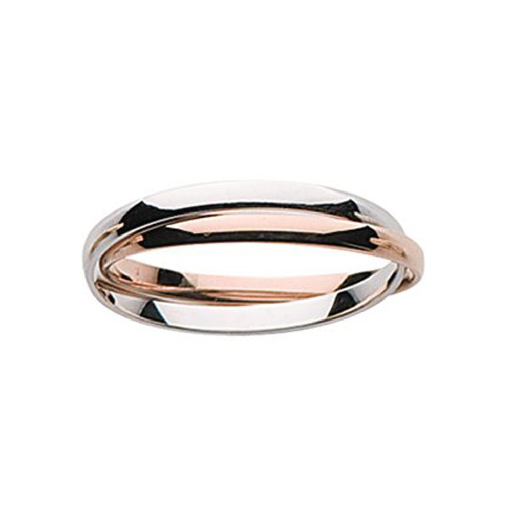 Alliance or gris et or rose 750/1000 entrelacée 2 anneaux, largeur 2,00 mm by Stauffer