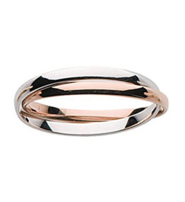 Alliance or gris et or rose 750/1000 entrelacée 2 anneaux, largeur 2,00 mm by Stauffer