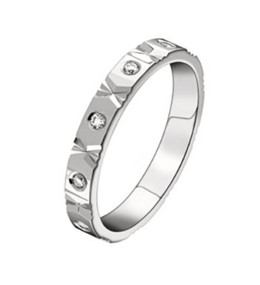 Alliance or gris 750/1000 et diamants 0,170 carat, largeur 3,00 mm by Stauffer