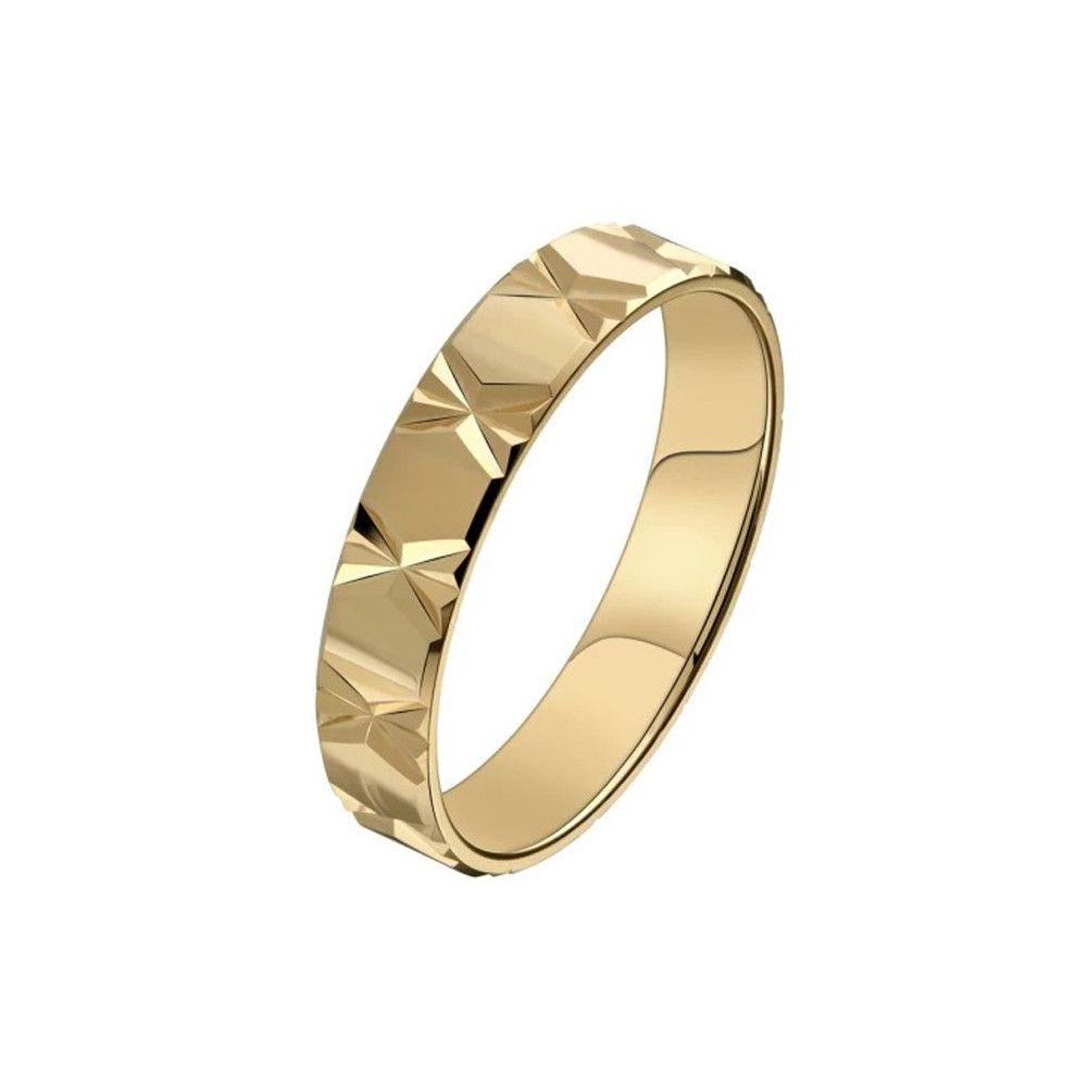 Alliance or jaune 750/1000, motifs ciselées, largeur 4,50 mm by Stauffer