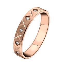 Alliance or rose 750/1000 et diamants 0,096 carat, largeur 3,50 mm by Stauffer