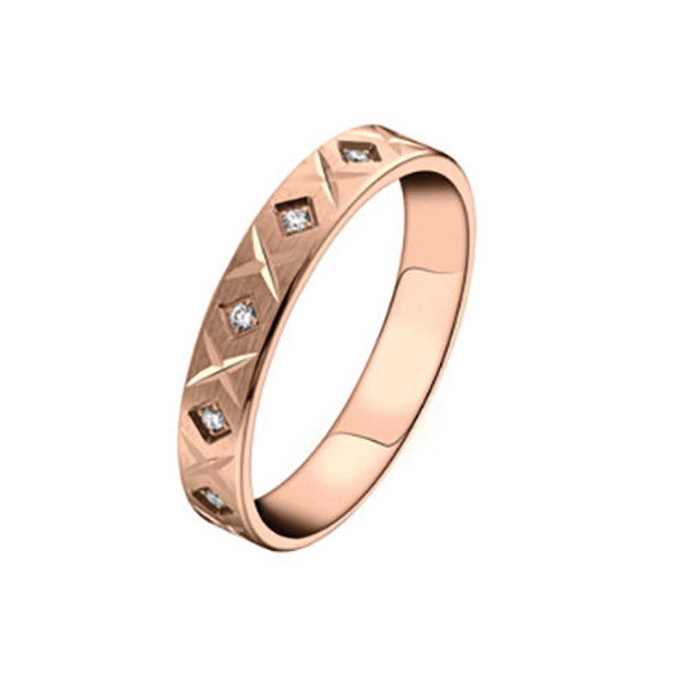 Alliance or rose 750/1000 et diamants 0,096 carat, largeur 3,50 mm by Stauffer